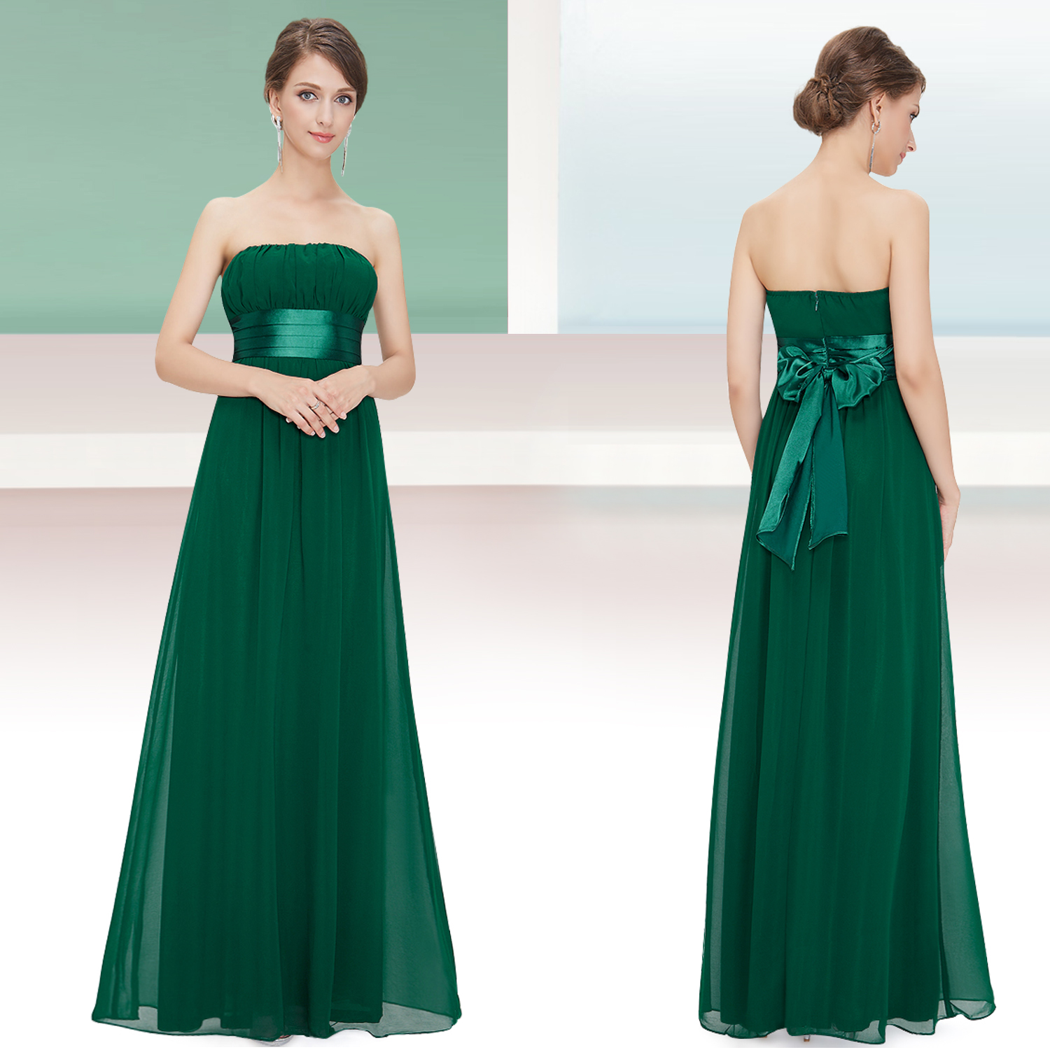 Ever Pretty Sexy Green Empire Waist Strapless Long Evening Gown 09060 
