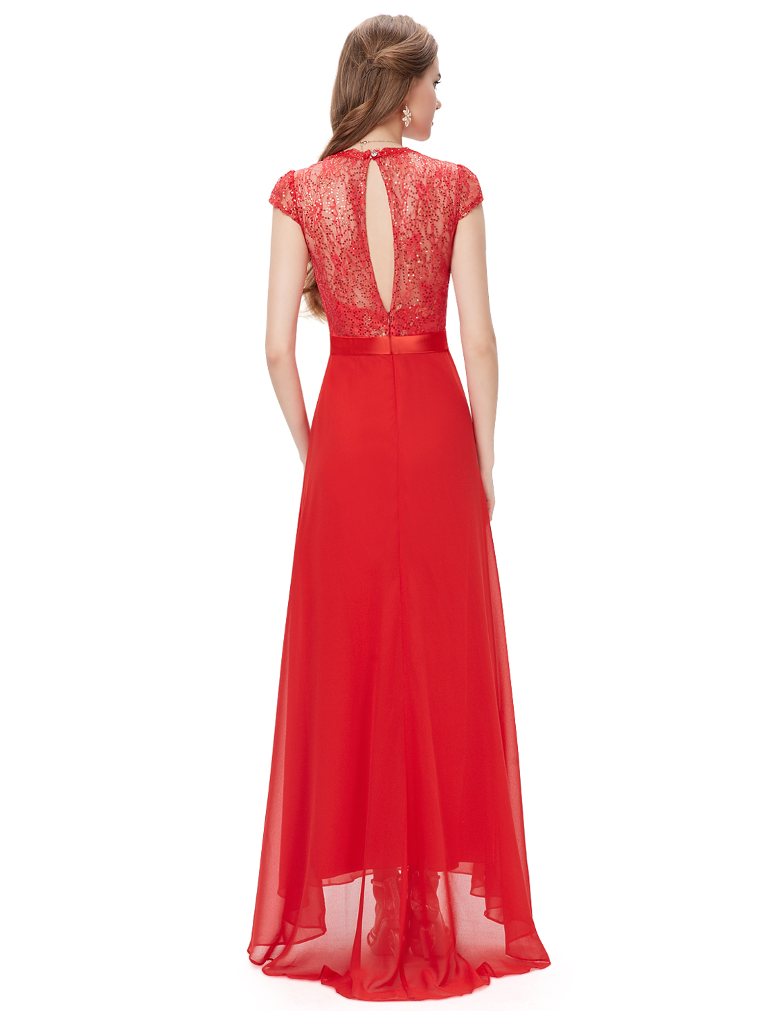 Ever Pretty Sexy V Neck Lace Cap Sleeve Long Formal Evening Wedding