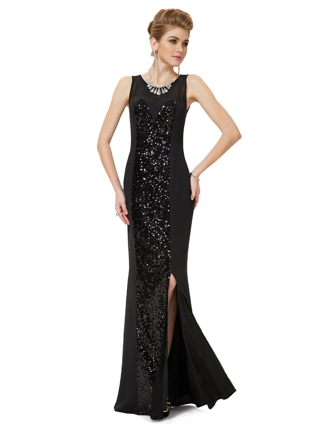 Ever Pretty Women Maxi Black Sequin Evening Formal Dresses Cocktail 8841