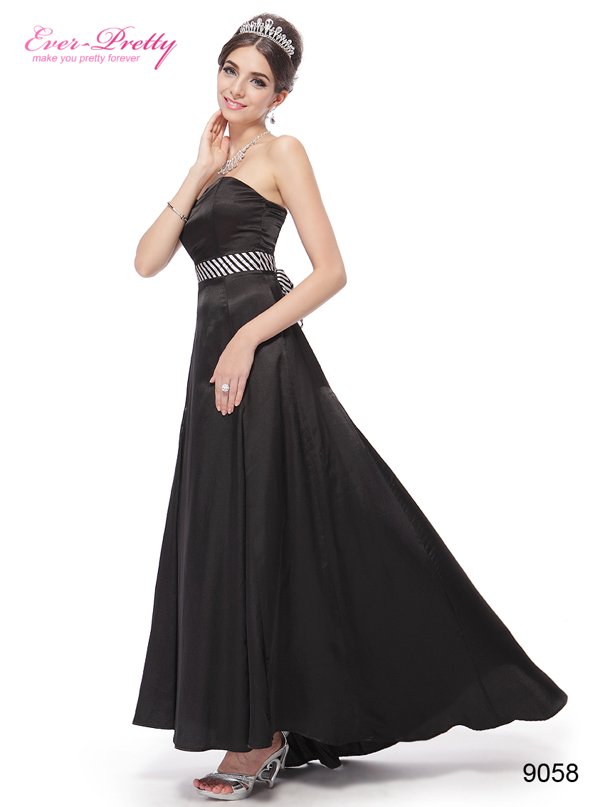 Glamorous Black Tie Back Full Length Strapless Formal Gowns 09058 AU 