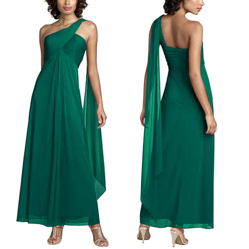 New Dark Green Classic One Shoulder Backless Evening Prom Dress 09107 ...