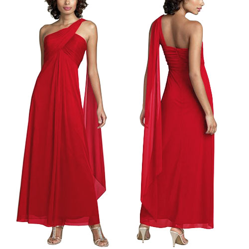 Ever Pretty Summer Red One Shoulder Unique Formal Evening Dress 09107