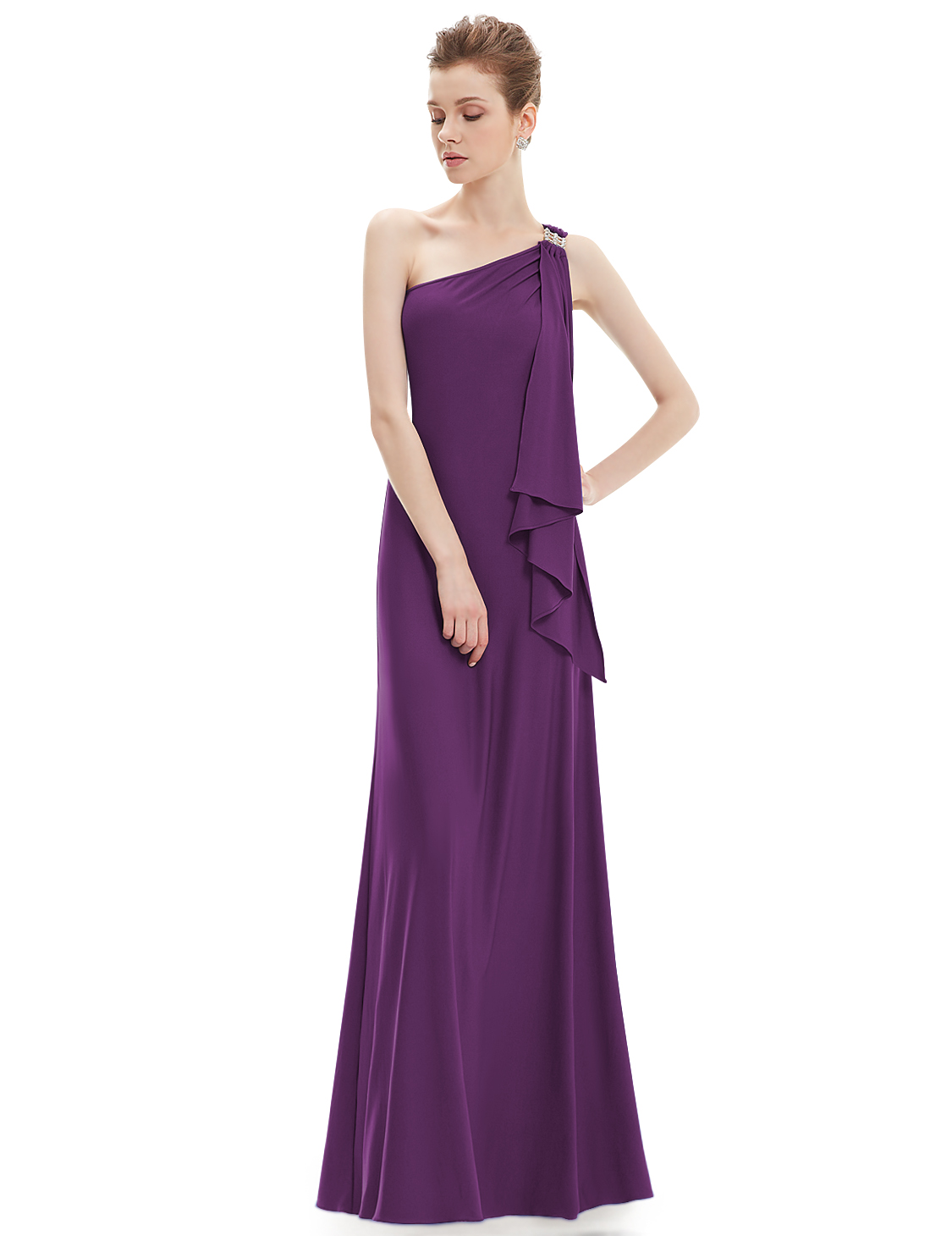 Unique One Shoulder Diamantes NWT Stretchy Long Evening Gown 09463PP 