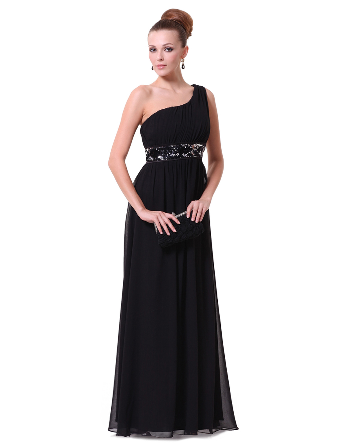 Chiffon Empire Waist One Shoulder Ruffles Formal Dress 09770 | eBay