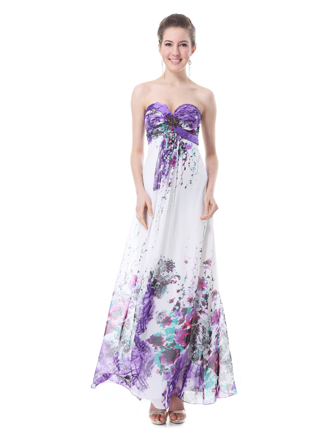 Ladies New Printed Chiffon Maxi Long Evening Formal Party Dress 09938 ...