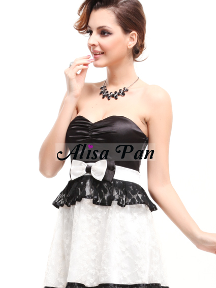 Alisa Pan Sweet Heart Neck Chic Bowtie Strapless Party Dress 03070 US 