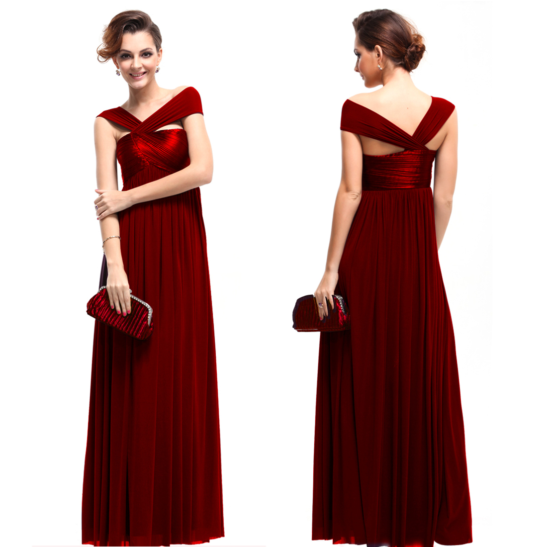 Elegant Reds Empire Waist Pleated Evening Long Prom Dresses 09464 AU ...