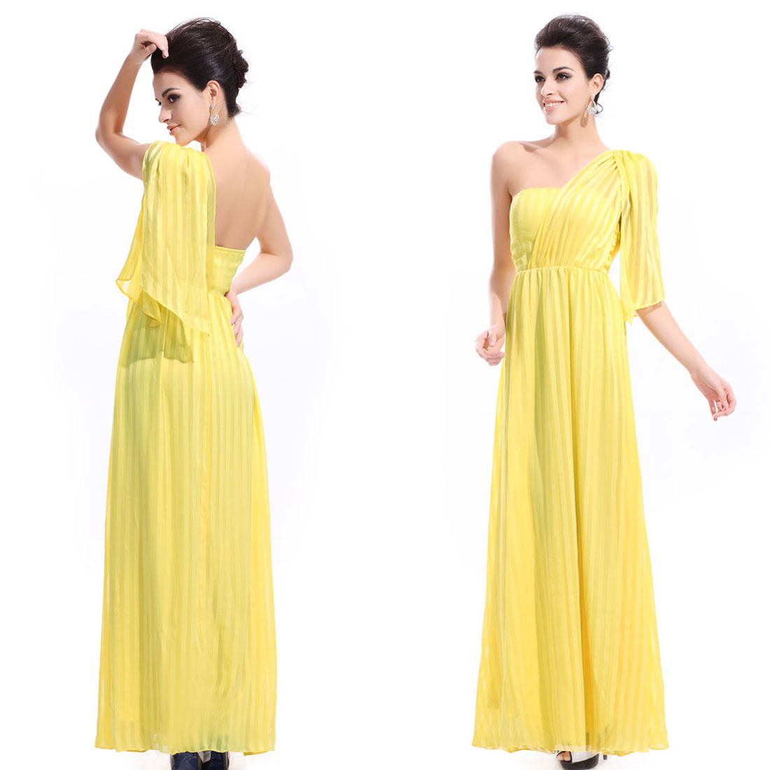 Yellow Fashion One Shoulder Padded Bra Long Evening Prom Dress 09319 US ...