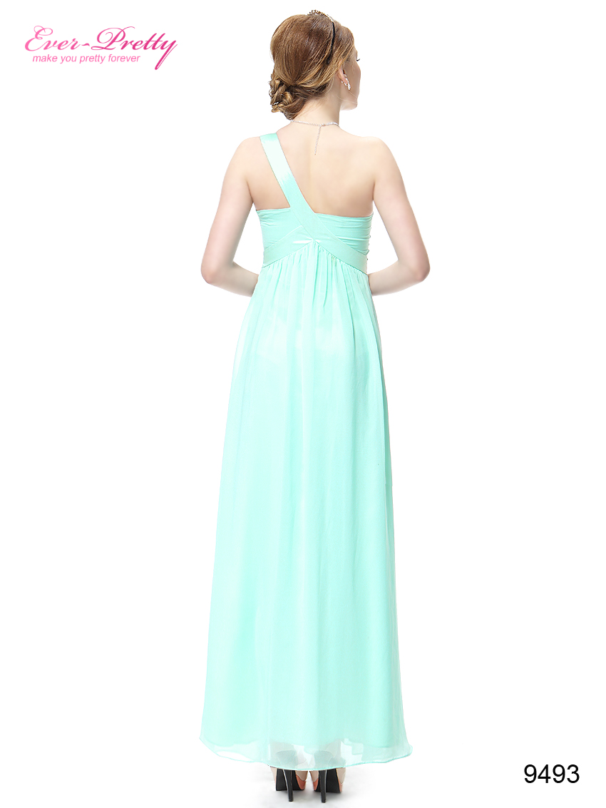 Hotsale Greens Unadjustable One Shoulder Padded Long Prom Dress 09493 